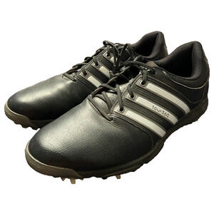 Adidas Tour 360 Mens Size 10 Golf Shoes Black Leather Spiked